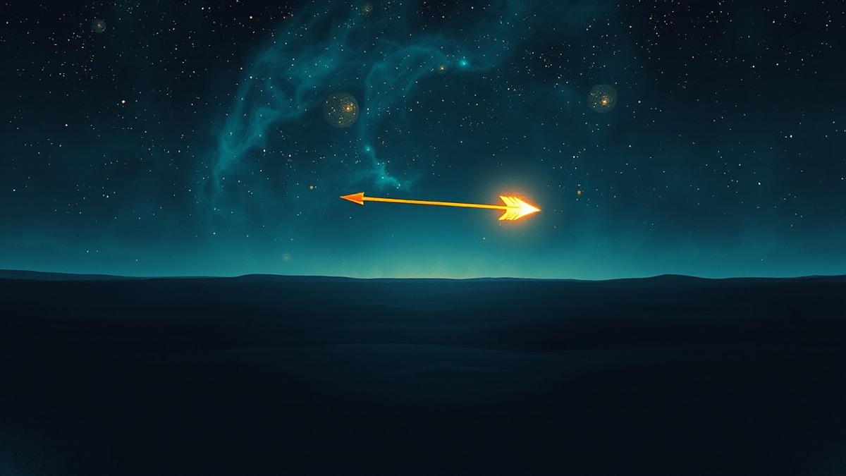 Blazing golden arrow arcing across a vast indigo night sky, symbolizing Sagittarian directness and forward motion in Diogo Jota's birth chart