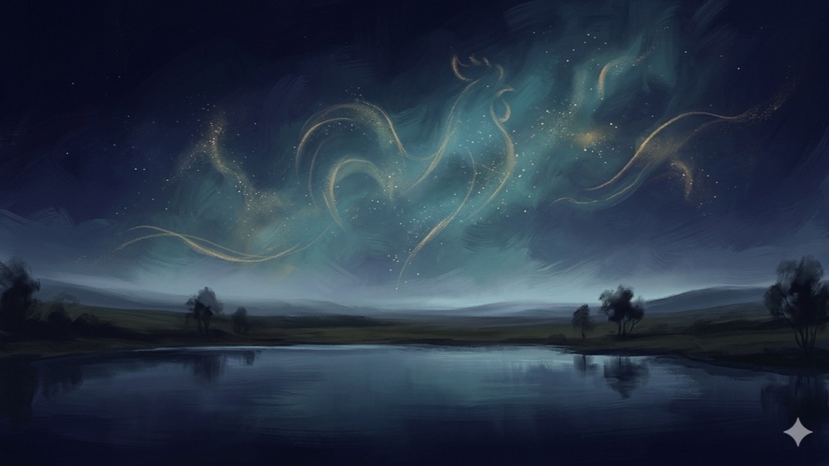 An atmospheric celestial landscape evoking Mbappé.