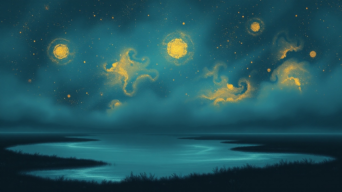 An atmospheric celestial landscape evoking What Penélope Cruz.