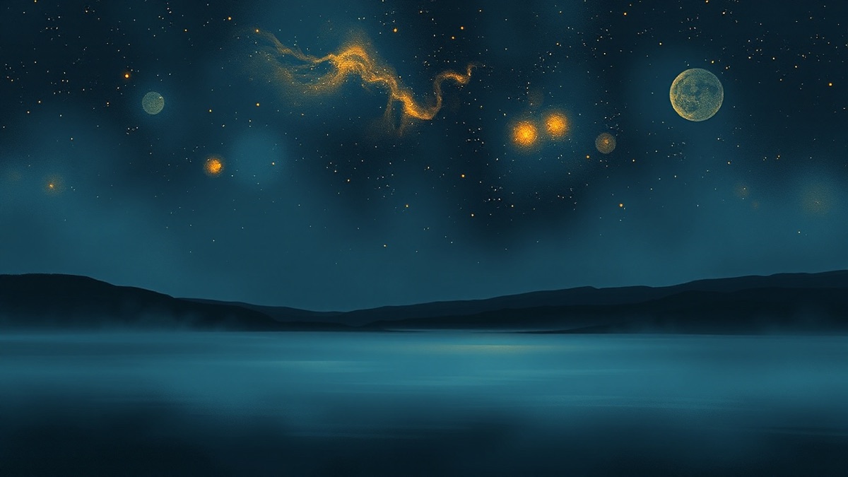 An atmospheric celestial landscape evoking Reese Witherspoon Oliver Haarmann Compatibility Astrology Reveals the Slow Burn.