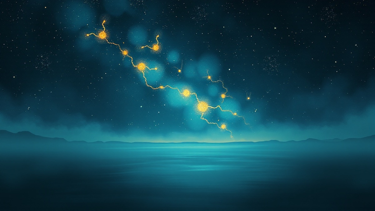 An atmospheric celestial landscape evoking How Ricky Gervais Zodiac Sign Reveals the Soft Edge of Satire.