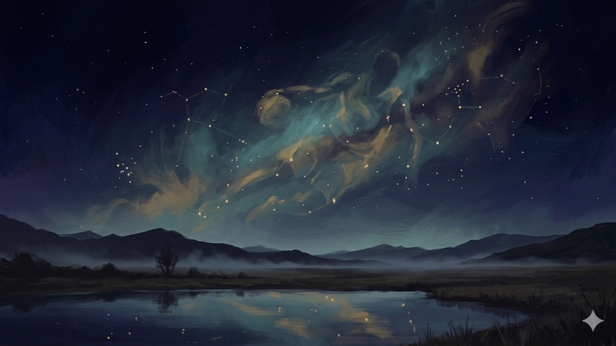 An atmospheric celestial landscape evoking Vinicius Jr.